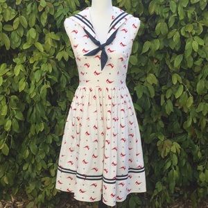 Unique Vintage sailboat fit and flare dress